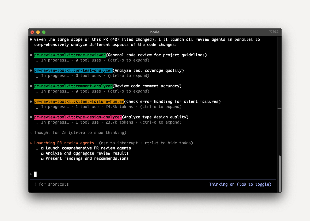 Claude Code running multiple review agents in parallel
